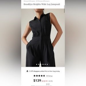 Athleta Brooklyn Heights Wide Leg Jumpsuit 10P